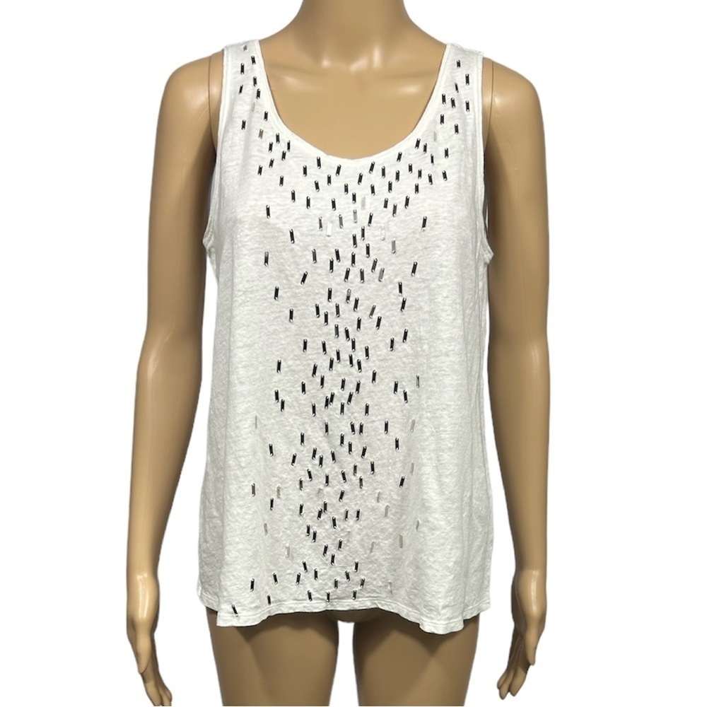 Eileen Fisher Embellished Linen Tank Top